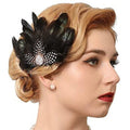 GENBREE 1920s Flapper Headpiece Black Feather Hair Clip Fascinator Accessories for Women