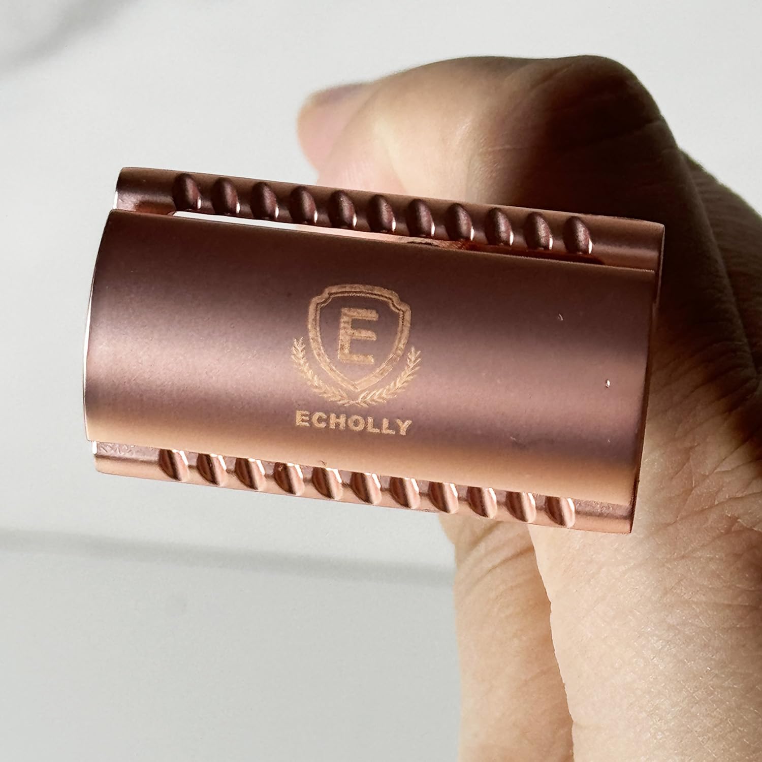Elegant Rose Gold Safety Razor for Women–Vintage Double Edge Razor with 10 Swedish Blades, Stainless Steel Handle, Gift Box Set by Echolly (Solar Crown)