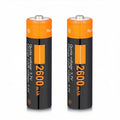 EcoSolutions 2600 mAh High Capacity Rechargeable Battery Case 2 Pack-with for Toy Cars,Small Electronic,Devices,headlamps, flashlights, Cameras,etc.