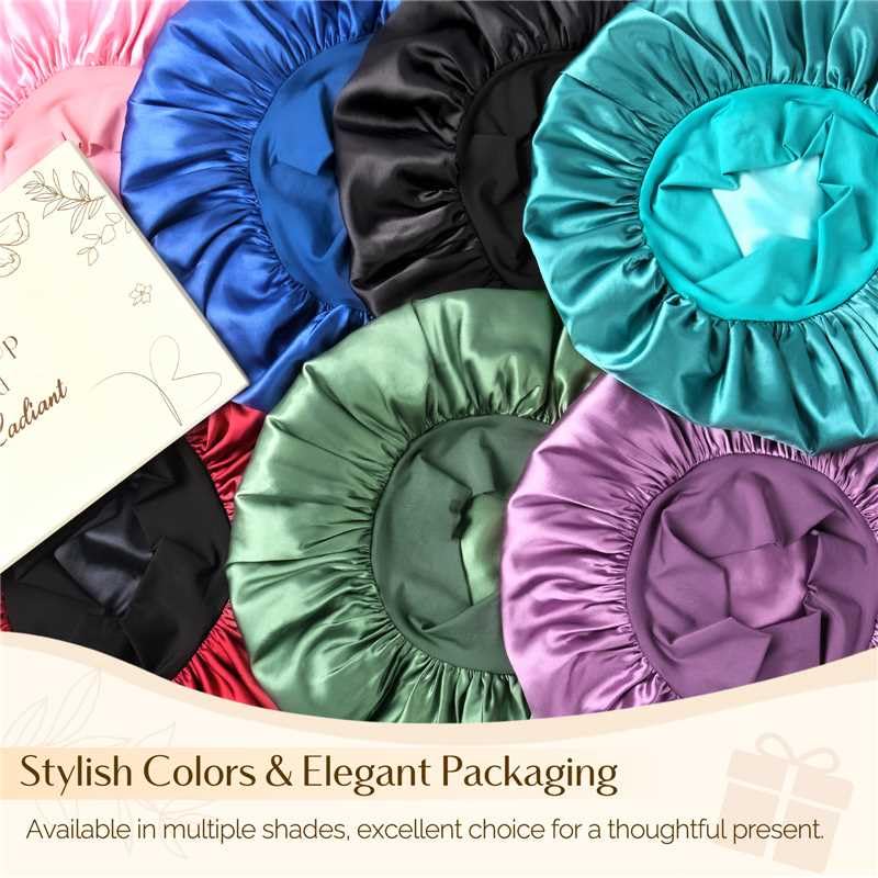 YANIBEST Silk Bonnet for Men, Satin Hair Bonnet for Sleeping, Double Layer Sleep Cap for Black Men & Women Curly Hair Braids, Black