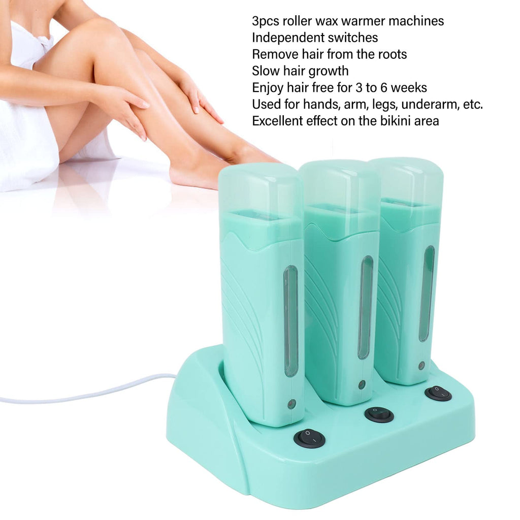 Sonew Roll On Wax Warmer with Heater Base, Portable Triple Cartridge Depilatory Wax Heater for Women Men Hair Removal, Wax Heating Machine for leg, Armpit, Bikini