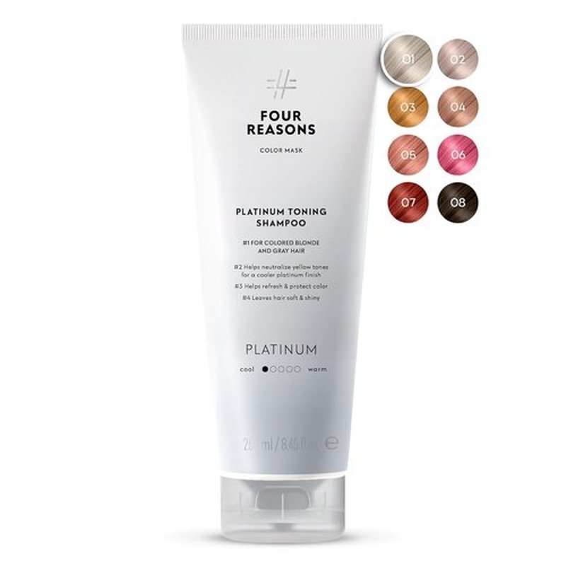 FOUR REASONS Platinum Hair Color Shampoo - Blonde Toner & Color Depositing Formula | Sulfate-Free, Vegan, 8.45 Fl Oz