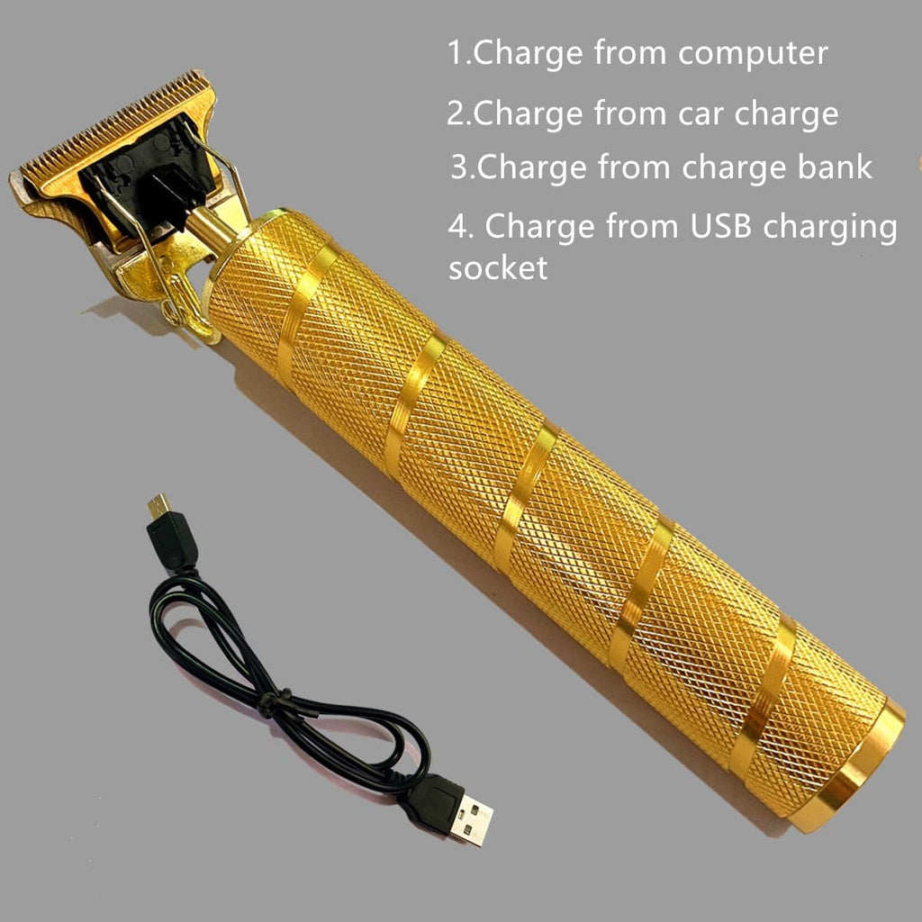 goldseaside Pro T Clippers, Electric Pro Li Trimmers T Blade Trimmer Cordless Rechargeable, Professional Baldheaded USB Rechargeable Hair Clipper for Men(Gold)