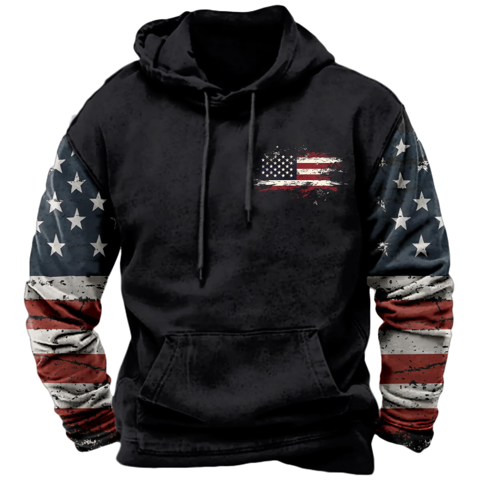 Men's Sweatshirts American Flag Patriotic Hoodie Pullover Sweatshirts Sweater Black Up Crewneck Fleece Men'S Tall Hombre Para Sweaters Big Graphic Crew Neck Cotton Oversized Lightweight Shirts,3XL