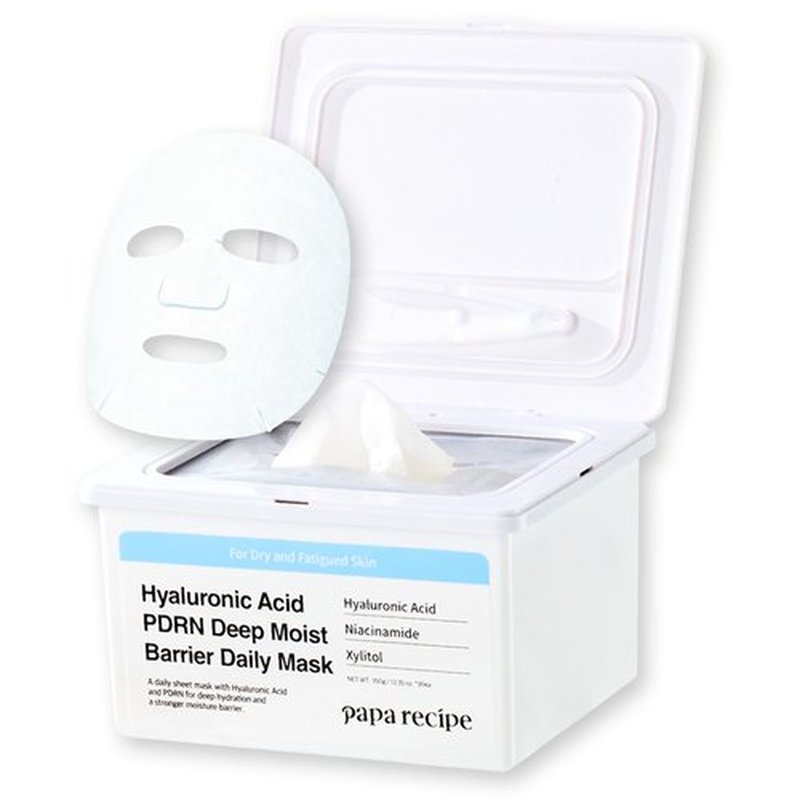 Papa Recipe Hyaluronic Acid PDRN Deep Moist Barrier Daily Mask (30 Sheets) - Korean Skin Revitalizing Facial Masks, Anti-aging - Soothing, Calming & Hydrating Face Skin, Sensitive Skin-friendly