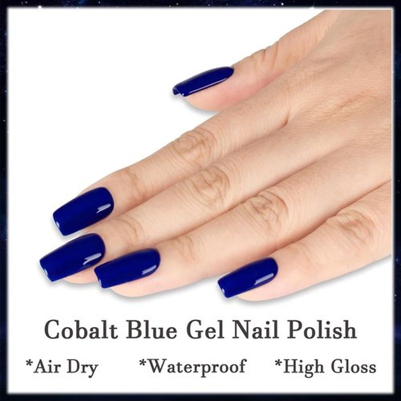 Cobalt Blue Gel Nail Polish - Highly Glossy and Reflective Royal Blue Shades for Women's Manicure Salon and Starter, 13 ML