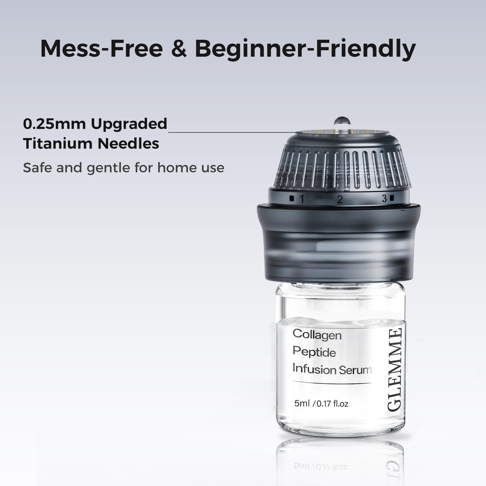 Micro Infusion System for Face & Neck, Titanium Needle Cosmetic Stamp Hydra Microneedling Serum - Peptides & Hyaluronic Acid Serum for All Skin Types, 0.25mm Home Infusion Set