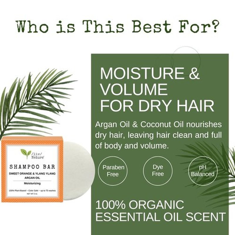 Bar Shampoo - Clean, Non-Toxic Formula for Moisture & Volume | Argan Oil & Essential Oils | Handmade in USA - 1 Pack