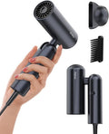 osou Foldable Hair Dryer for Travel - Global Voltage with Auto-Sensing, 1B Plasma Particles, 200times/s Temp Control, Portable Blow Dryer with Single-Sided Comb, Gray
