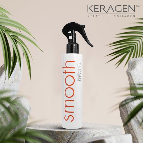 KERAGEN Heat Protectant Spray - 8 Oz Thermal Styling for All Hair Types | Shiny, Frizz-Free Finish with Keratin & Collagen