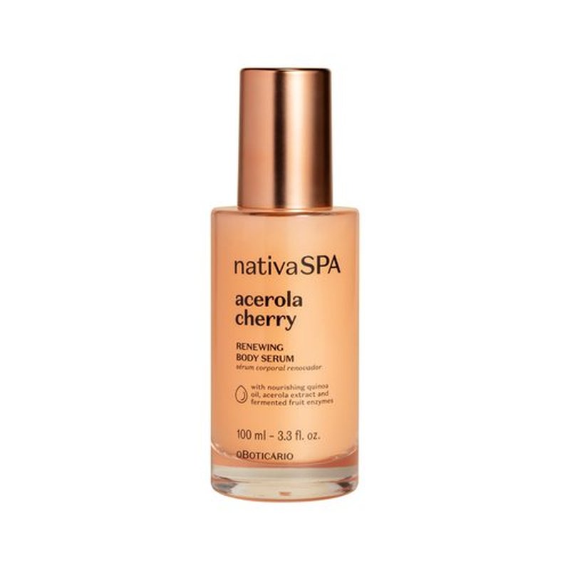 Nativa SPA by O Boticario Acerola Cherry Renewing Body Serum, Lightweight Hydration for Luminous Skin, 3.38 Ounce (100 ml)