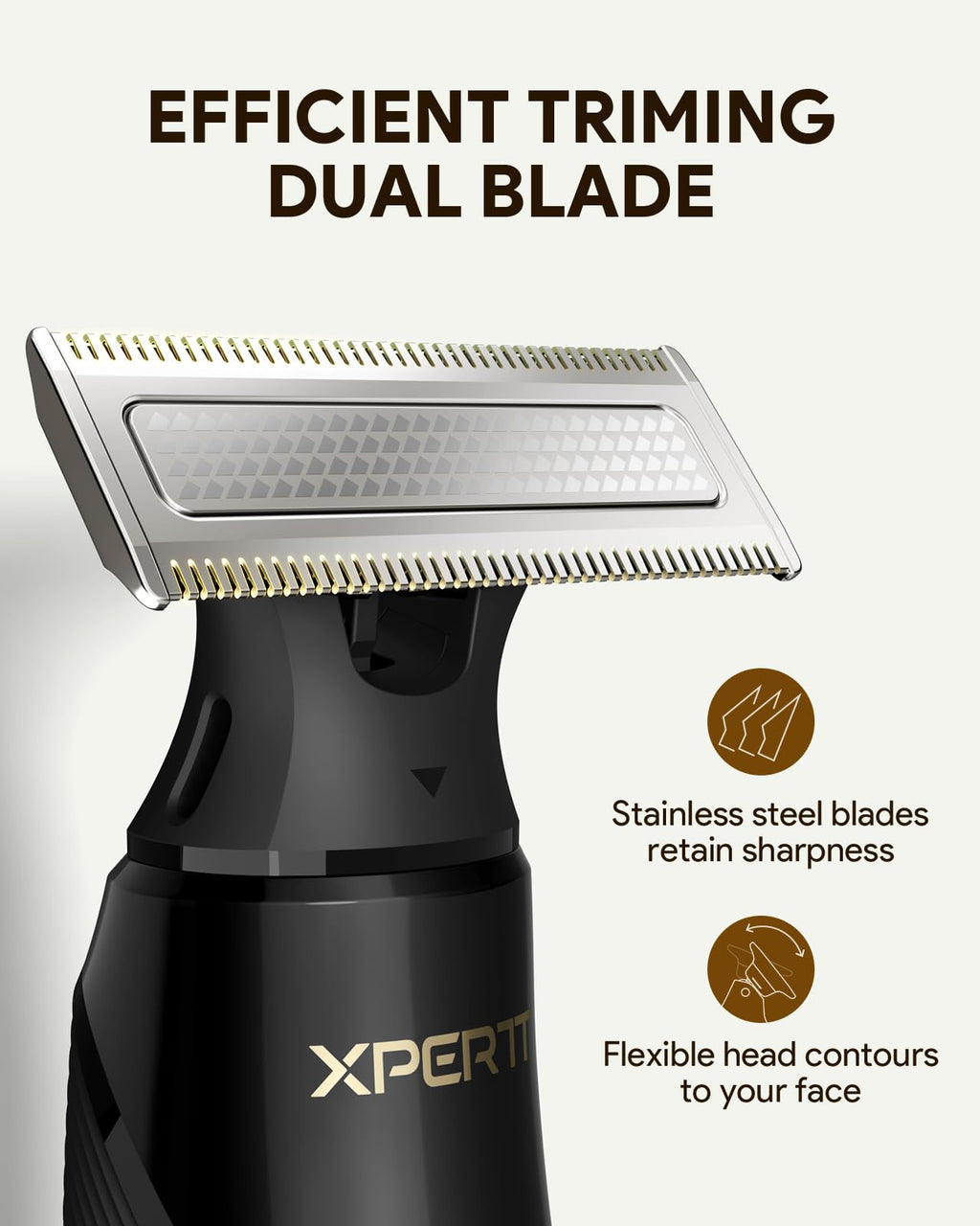 Xpert T Integrated Magnetic Electric Beard Trimmer & Shaver, with Travel Case, Electric Razor, Adjustable Combs Set, Body Kits, Nose Hair Trim Head, Personal Body Trimmer for Men Women, Black
