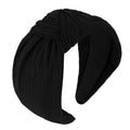 YISSION Wide Black Knotted Headband for Women - 3.34 Inch Stretchy Knit Fabric Hair Band, Comfortable Non-Slip Fashion Hair Accessory for Daily Styling & Parties