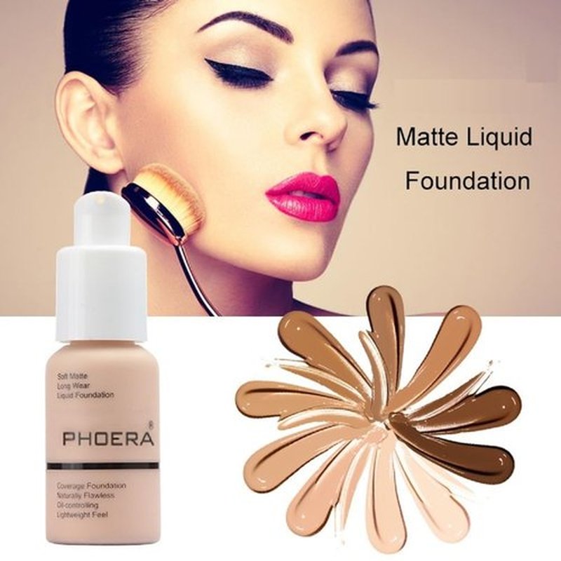 2 Pack PHOERA Foundation Makeup For Older Women,Flawless Soft Matte Liquid Foundation 24 HR Oil Control Concealer Makeup(101 Porcelain+102 Nude)