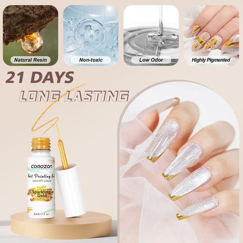 Gel Polish Gel Liner Nail Polish Set-12 Colors Gel Nail Art Polish for Swirl French Nails, Built-in Thin Brush in Bottle for Nail Art Painting Drawing Nail Designs Polish, Gift Set for Women Girls