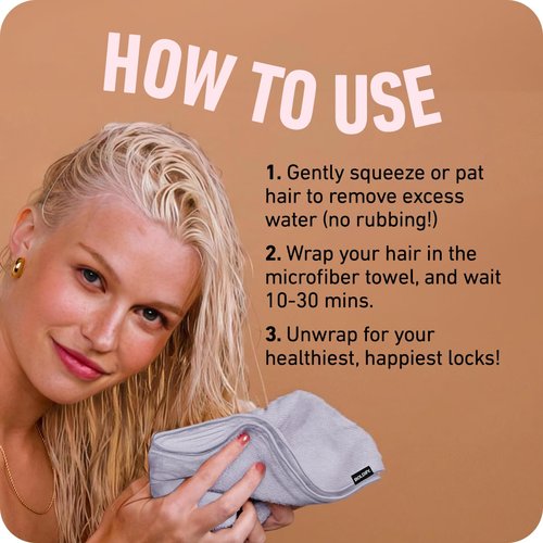 Boldify Quick Dry Microfiber Towel Wrap for Women - for Thin and Curly Hair - Anti Frizz Plopping Towel, Fast Drying Turban - Grey