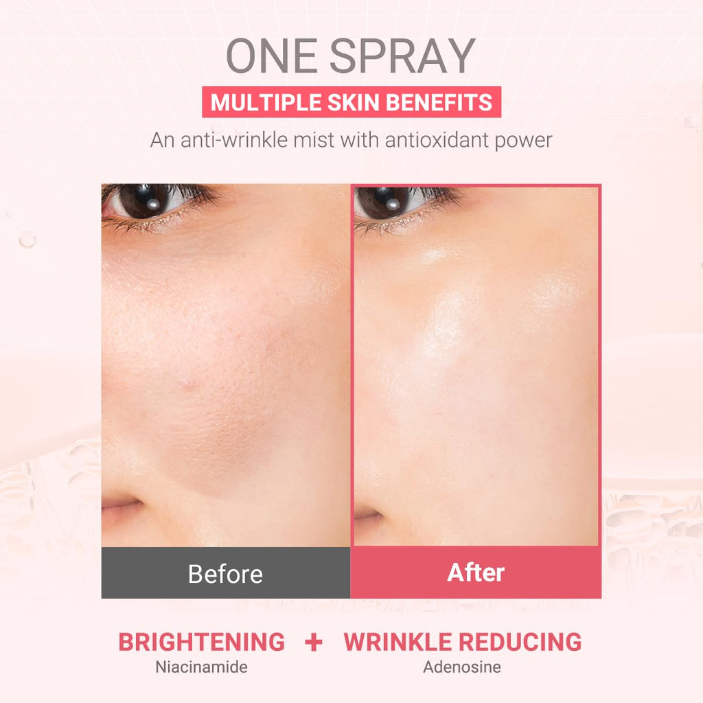 tenzero Collagen Glow Mist Serum 3.38 fl oz (100 ml), Hydrating, Anti Wrinkle, Antioxidant, Brightening Face Mist, Daily Moisturizer, Lightweight, for All Skin Types with Niacinamide, Pomegranate
