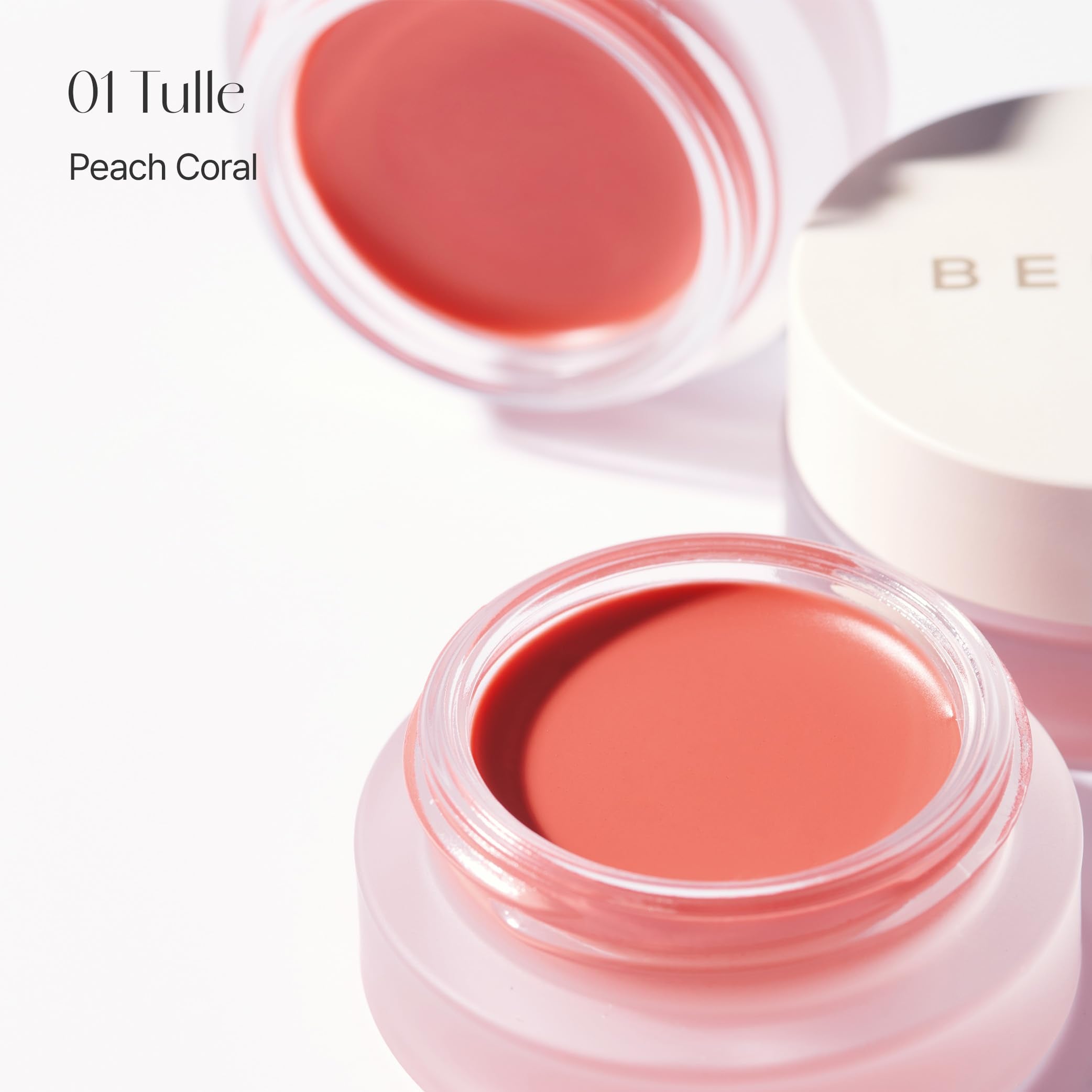 BEIGIC Flush Lip & Cheek Balm - Vegan Buildable & Blendable Multiuse Balm | Natural Flush & Glow | Glowy Blush for Cheeks | Dewy Korean Make Up Cream Blush | 01 Tulle - Peach Coral, 0.14 fl.oz