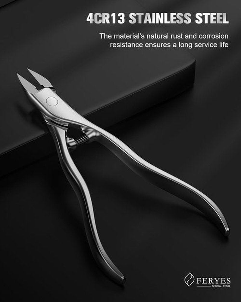 FERYES Podiatrist Straight Blade Toenail Clippers for Seniors - 4.4inch Stainless Steel Long Handle Toe Nail Clippers, Precision Trimming for Thick & Ingrown Nails