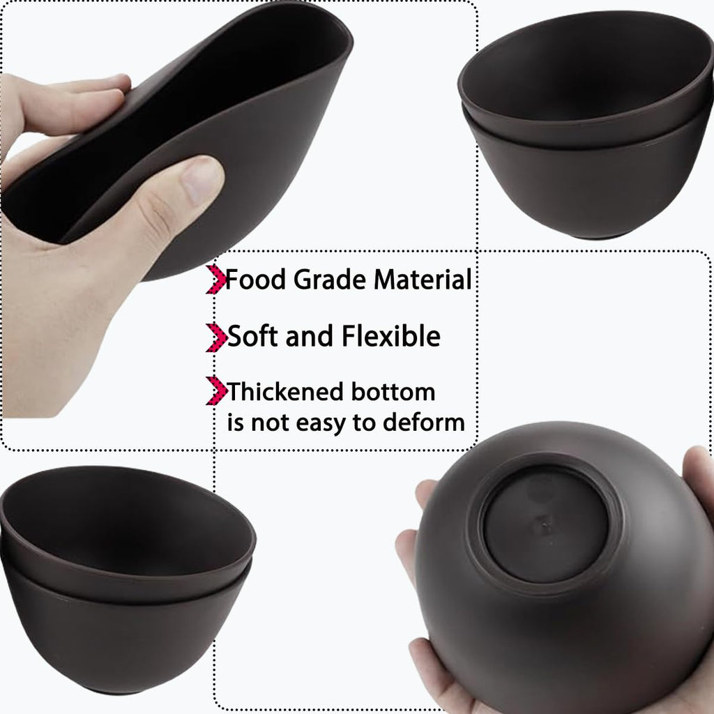 PLINNILUY 5 Pcs Diy Face Mask Mixing Bowl, Home Use Silicone Facial Mask Mixing Bowls Set Plastic Facial Mask Mixing Masks Set - DIY Skincare Mixing Tool Kit (Black-5Pcs)