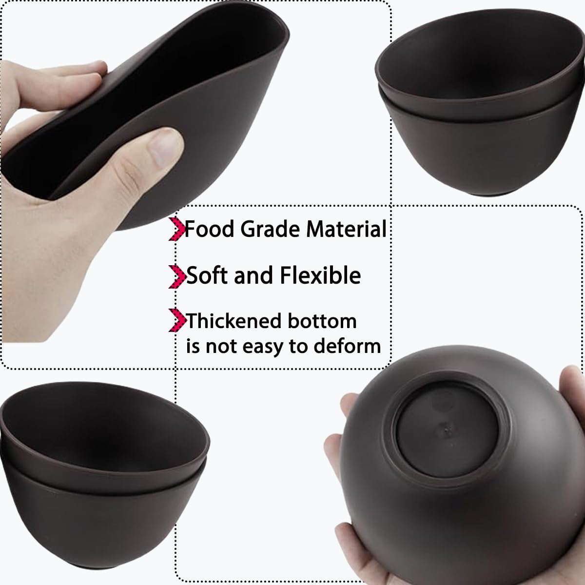 PLINNILUY 5 Pcs Diy Face Mask Mixing Bowl, Home Use Silicone Facial Mask Mixing Bowls Set Plastic Facial Mask Mixing Masks Set - DIY Skincare Mixing Tool Kit (Black-5Pcs)