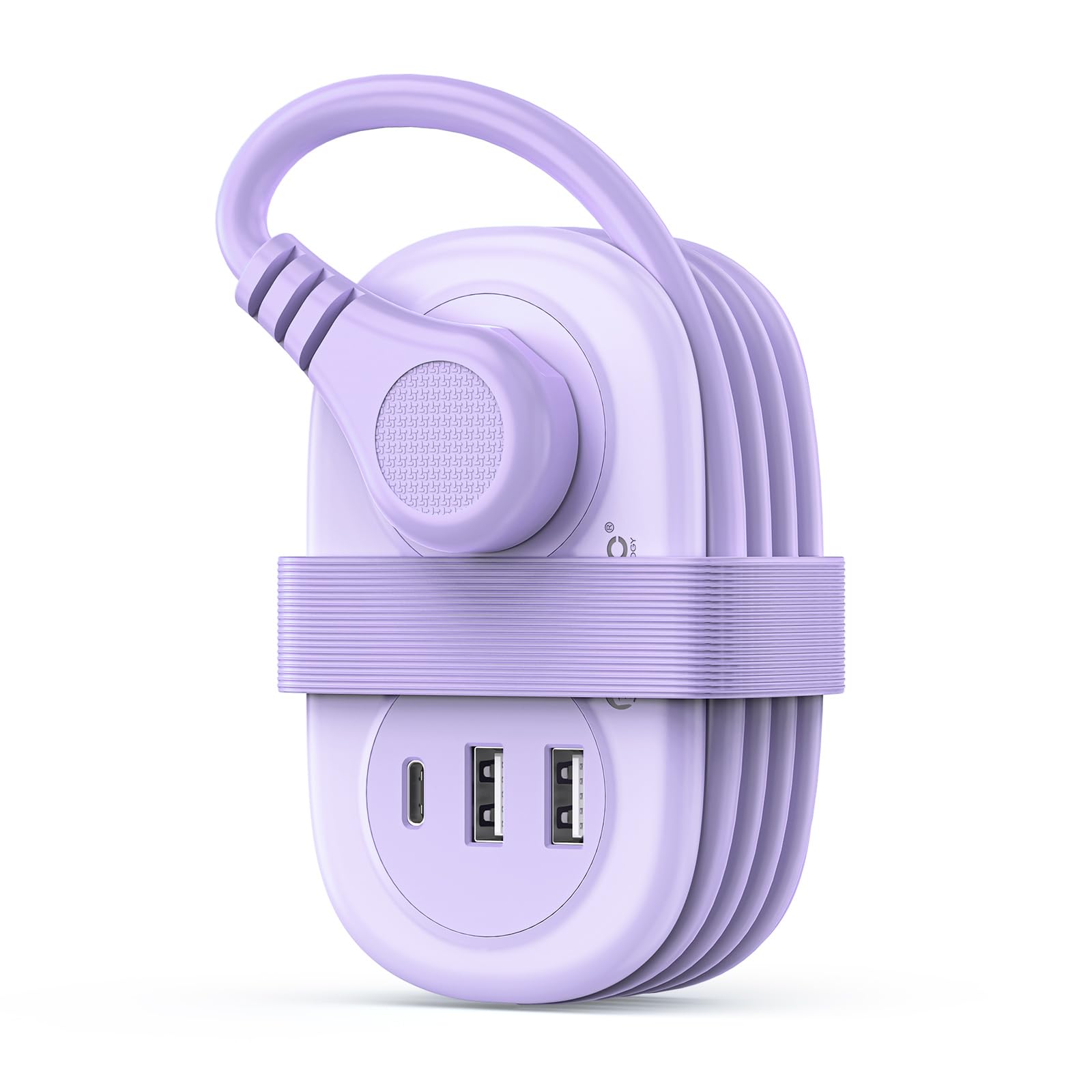 ORICO Cruise Approved Power Strip for Travel, 5 in 1 Extension Cord with 2 AC Outlets 2 USB-A and 1 USB-C Ports, 3.7 ft Flat Plug Wrapped Around Power Strip for Cruise Office, Hotel, Home- AP3
