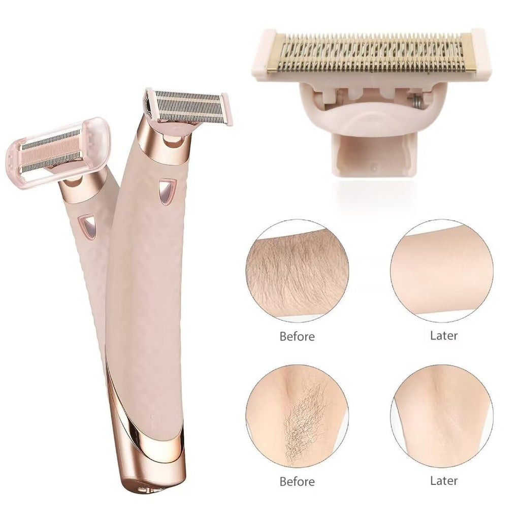 2 Pack Replacement Body Razor Head Replacement Compatible with Finish Touch Flawless Nu Razor Replacement Blades,Rose Gold