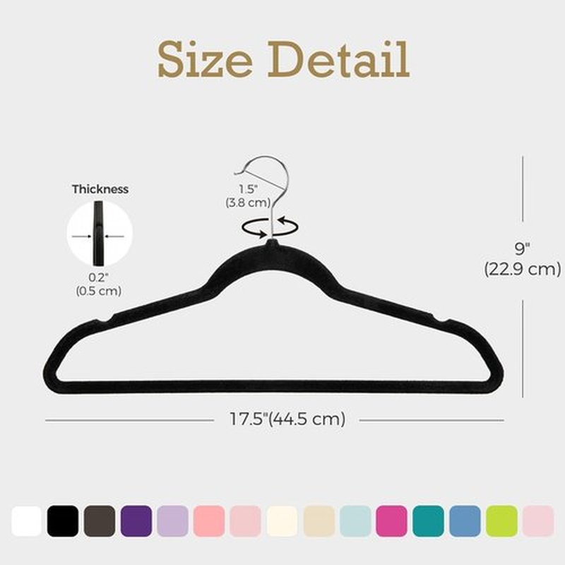 HOUSE DAY Black Velvet Hangers - 40 Pack Non-Slip Heavy Duty Suit Hangers | Premium Slim Design with 360° Rotating Hook