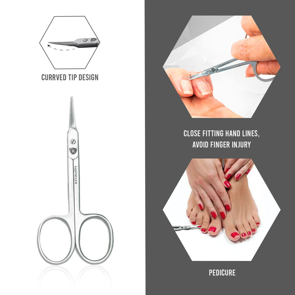 KAMICURE | Extra Fine Cuticle Scissors for Men Women - Multi Purpose Small Manicure Scissors, Pedicure, Finger & Toe Nail Scissors, Eyebrow Scissors