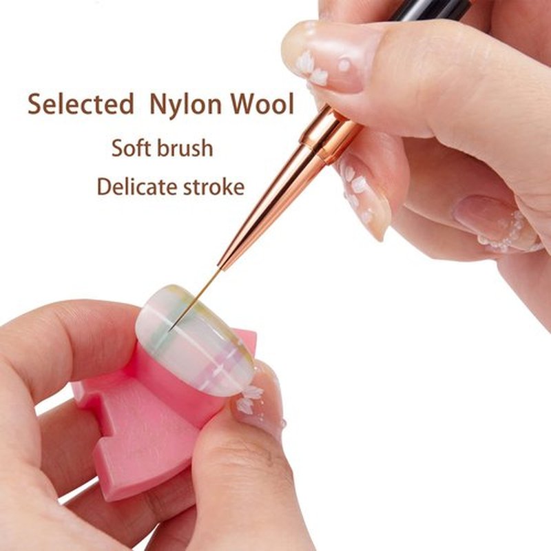 Nail Art Brushes Set, 5pcs Double-Ended Acrylic Nail Art Brushes Liner Detail Thin Brushes Nail Drawing Pen 3D Nail Art Decorations for Acrylic Application Salon at Home DIY Manicure