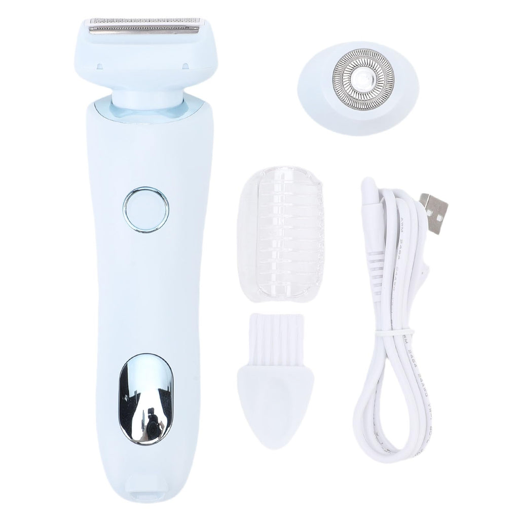 Pongnas Women Electric Body Hair Trimmer Efficient Low Irritation Shaving System Wet Dry Use for Face Legs Underarms Bikini (Blue)