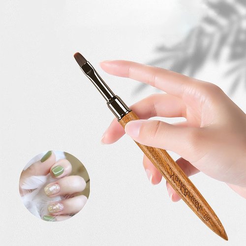 DANNEASY 1pc Acrylic Nail Brush Sandalwood Nail Art Brushes Nail Painting Brush Nail Clean Up Brush Nail Polish Brush Nail Design Brushes Nail Art Tools - Round Head