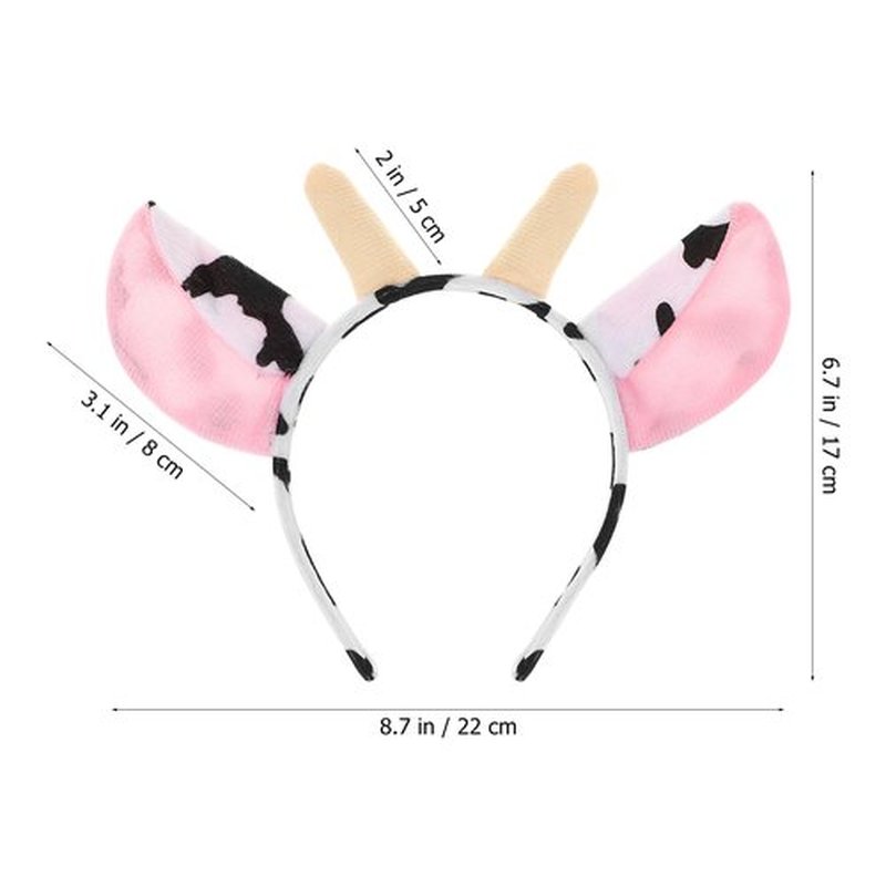Plush Farm Animal Headband Set: 6 Milk Cow Ear Hairbands, Cosplay Costume Accessories, Party Headdress for Adults and Kids