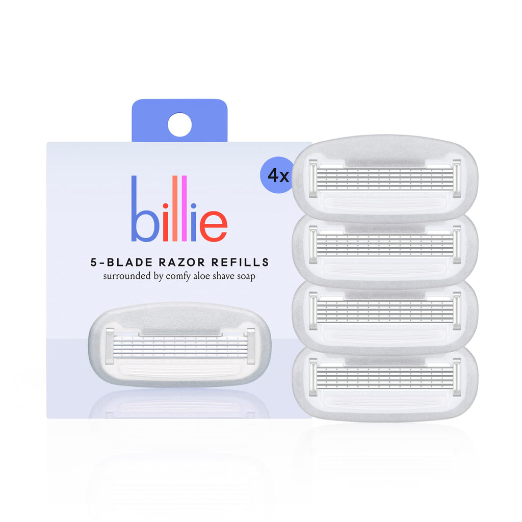 Billie Women’s Razor Refill Blades 5-Blade Cartridges - 4 count & 5-Blade Women’s Razor Travel Case - DreamPop
