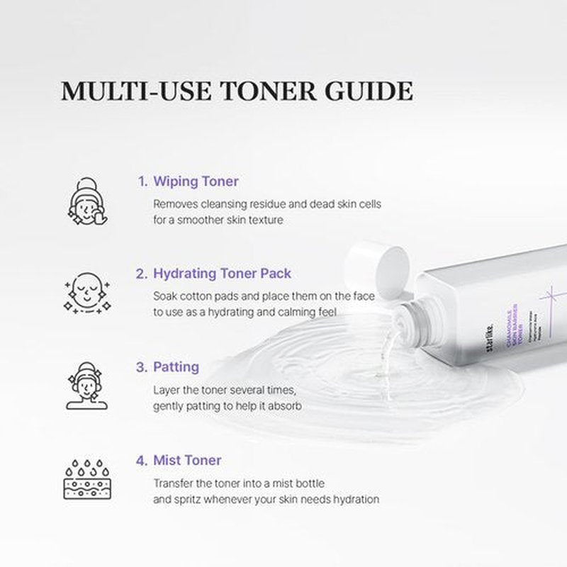 starlike Chamomile Skin Barrier Toner I 7.1 Fl Oz (210 ml) I Face Toner for Soothing, Deep Hydrating, Moisturizing, Boosting & Balancing I Korean Skin Care I Chamomile Water, Hyaluronic Acid & Peptide
