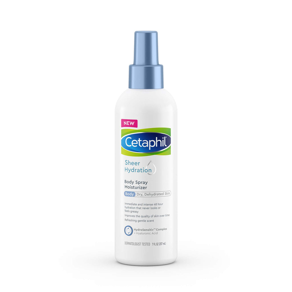 Cetaphil Sheer Hydration Body Moisturizer Spray, 7 fl oz, 48Hr Sensitive Skin Spray Body Lotion for Dry Skin, With Hyaluronic Acid, Vitamin E & B5, Dermatologist Recommended Sensitive Skincare Brand