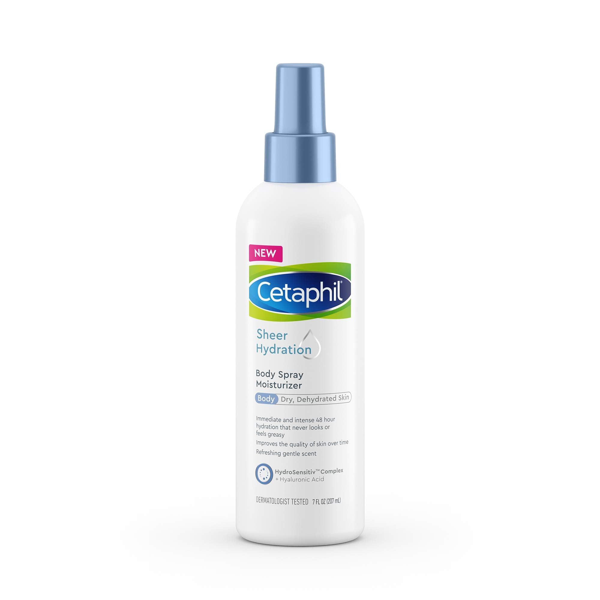 Cetaphil Sheer Hydration Body Moisturizer Spray, 7 fl oz, 48Hr Sensitive Skin Spray Body Lotion for Dry Skin, With Hyaluronic Acid, Vitamin E & B5, Dermatologist Recommended Sensitive Skincare Brand