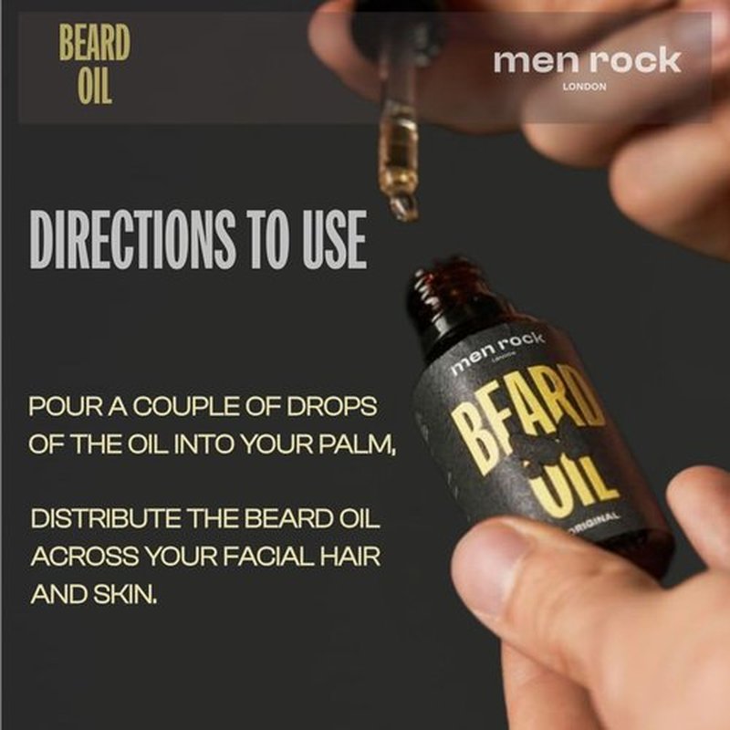 Men Rock Beard Oil - Original Formula with Grapeseed Oil & Vitamin E | 1 oz Facial Hair Conditioner