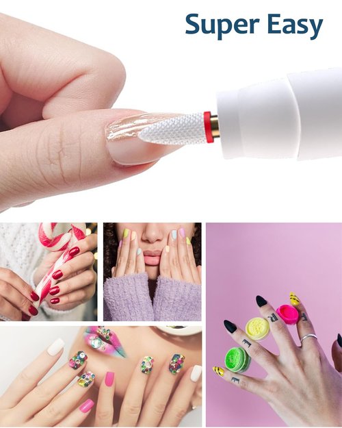 Electric Nail Drill & Gel Polish Remover - 5-Speed Cordless Nail File Filer Grinder - Rechargeable Manicure Kit for Acrylic Gel Nails Cuticle Callus Remover - Electric Nail Drill Buffers for Women
