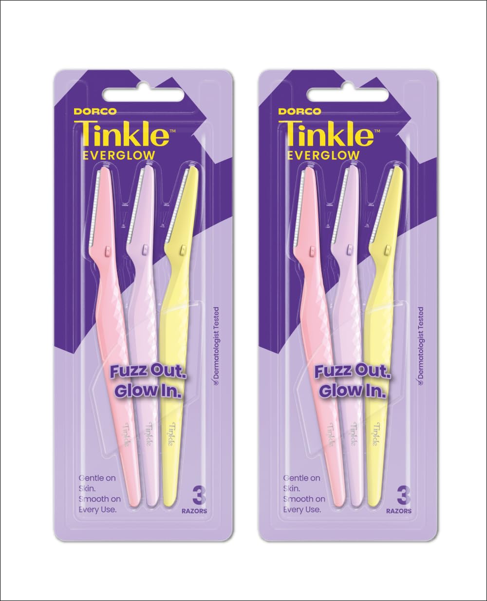 Tinkle Dermaplaning Tool 6ct, Dermaplane Razor for Women, Safe and Easy Peach Fuzz Remover, Eyebrow Trimmer with Protective Cover (2 Packs of 3), Stocking Stuffers