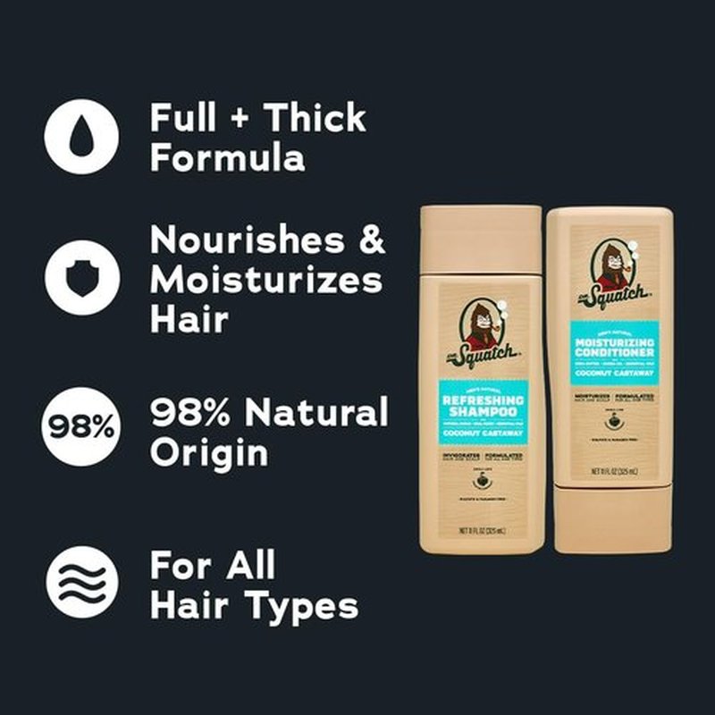 Dr. Squatch Men's Shampoo and Conditioner Set - Natural Coconut Castaway for Fuller Hair | 11 fl oz, 2-Pack
