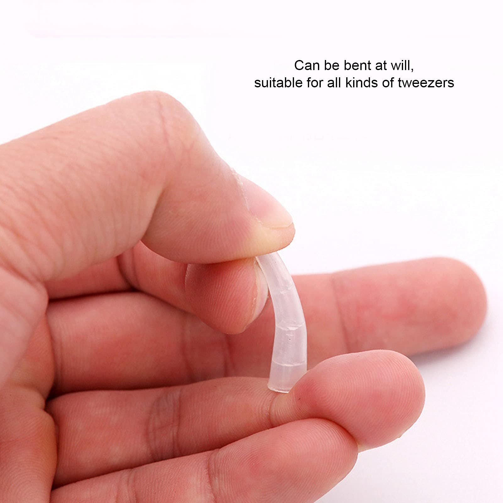 WNSC Non‑Slip Tweezers, Tweezers Reusable Tweezers Tip Cover Design Thickened Silicone Design for Eyelashes Grafting Tweezers