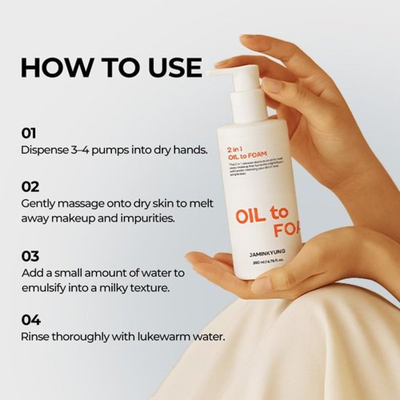 Jaminkyung 1-Step Cleansing Oil-to-Foam, Cleanser for Face, Makeup Blackhead Remover, Pore Minimizing, Korean Skin Care 6.76 fl oz