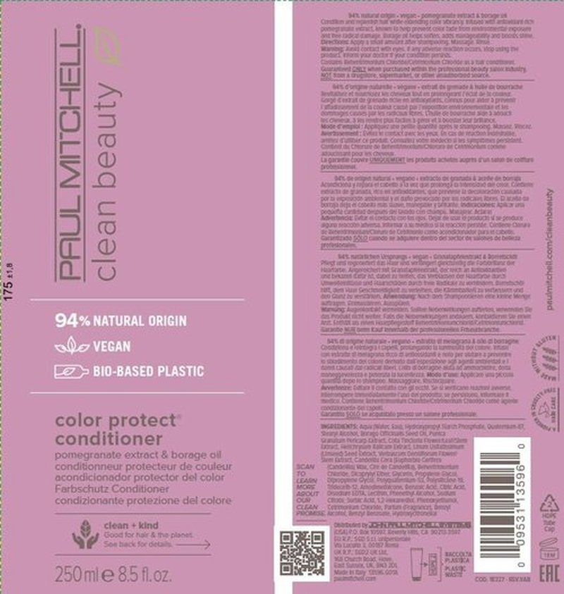 Paul Mitchell Clean Beauty Color Protect Conditioner, Replenishes, Extends Color Vibrancy, For Color-Treated Hair, 8.5 fl. oz.