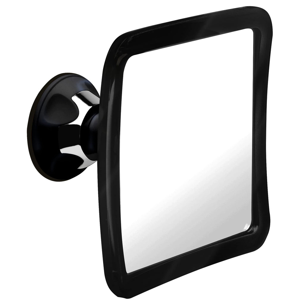MIRRORVANA Fogless Shower Mirror for Shaving with Upgraded Suction, Anti Fog Shatterproof Surface and 360° Swivel, 1X Magnifying, 6.3 x 6.3 Inch (Black)