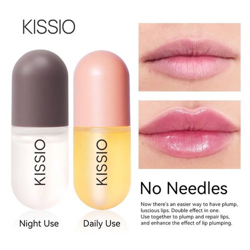 KISSIO Lip Plumper Set - Natural Lip Care Gloss for Beautiful, Moisturized Lips | 2-Piece Set