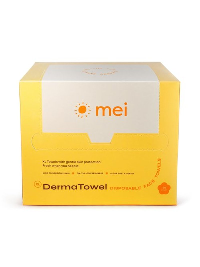 Mei Apothecary XL DermaTowel Disposable Face Towels, 50 Count Facial Cloths for Washing Face & Makeup Removal, 10x12"