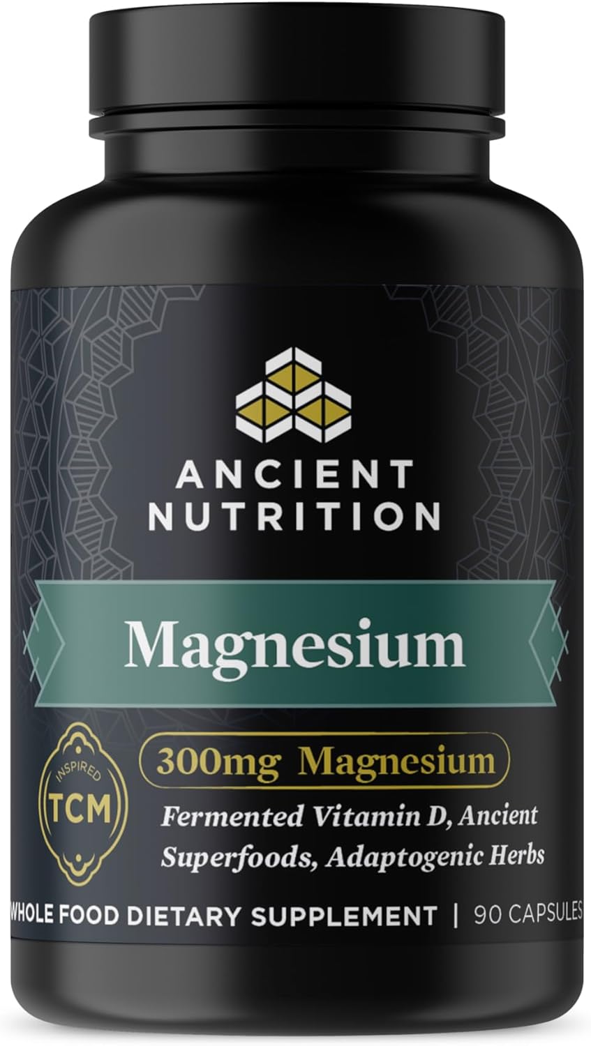Ancient Nutrition Magnesium Supplement - 300mg with Vitamin D for Immune Support | 90 Capsules, Paleo & Keto Friendly