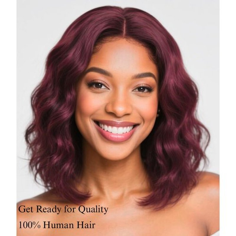 ALHER Dark Burgundy 2X6 HD Lace Closure Human Hair Body Wave, 12A Wine Red 99J Long Deep Parting 2 by 6 HD Transparent Lace Closure Middle Part Kim K Closure Wavy With Baby Hair (2X6 Closure, 12 Inch)