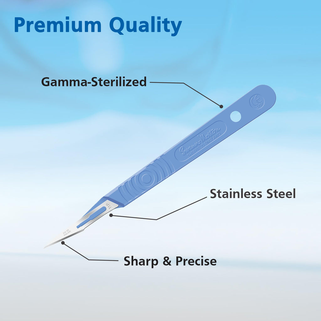 Swann Morton #11P Disposable Surgical Scalpel with Blade - Box of 10